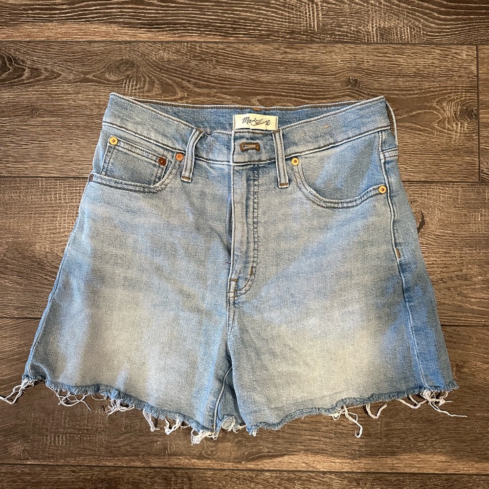 Madewell Light Blue Frayed Hem Jean Shorts